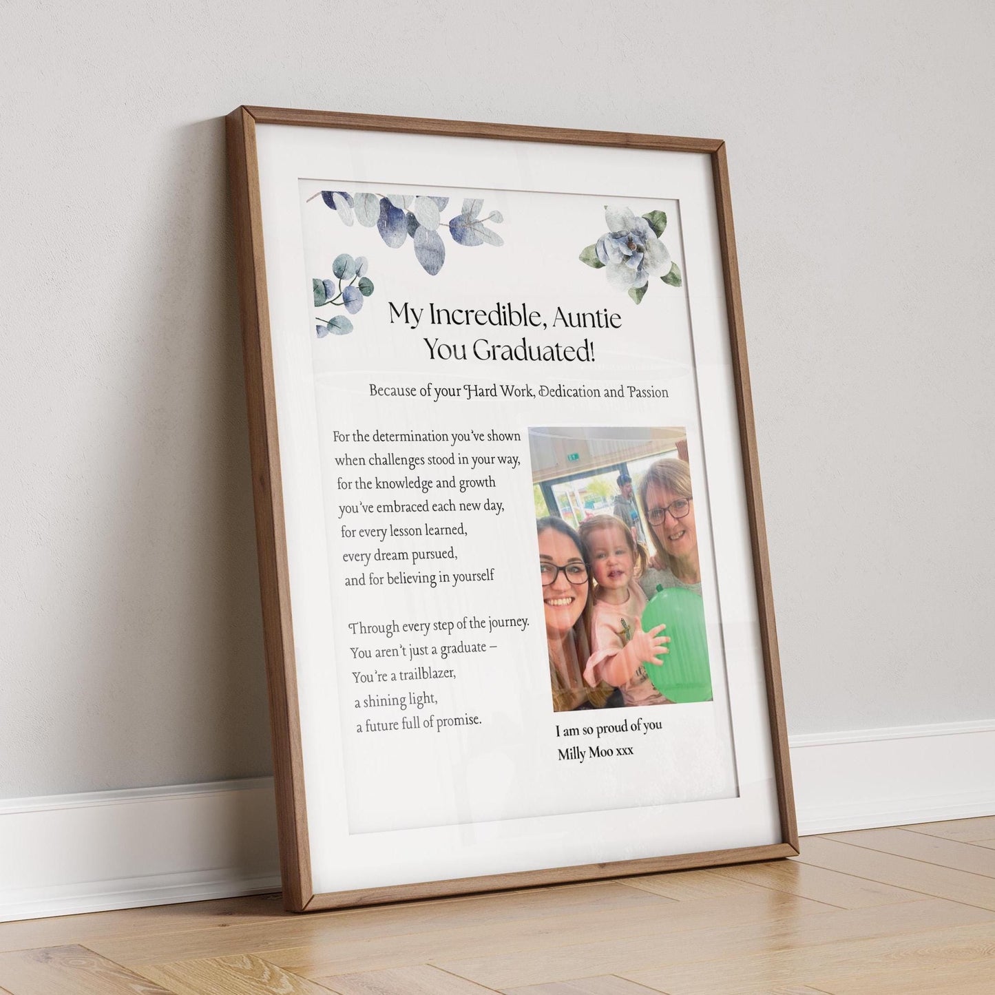 Personalised Graduation Gift Print for Daughter or Sister, Diploma Ceremony Keepsake, Custom Degree Milestone Wall Art