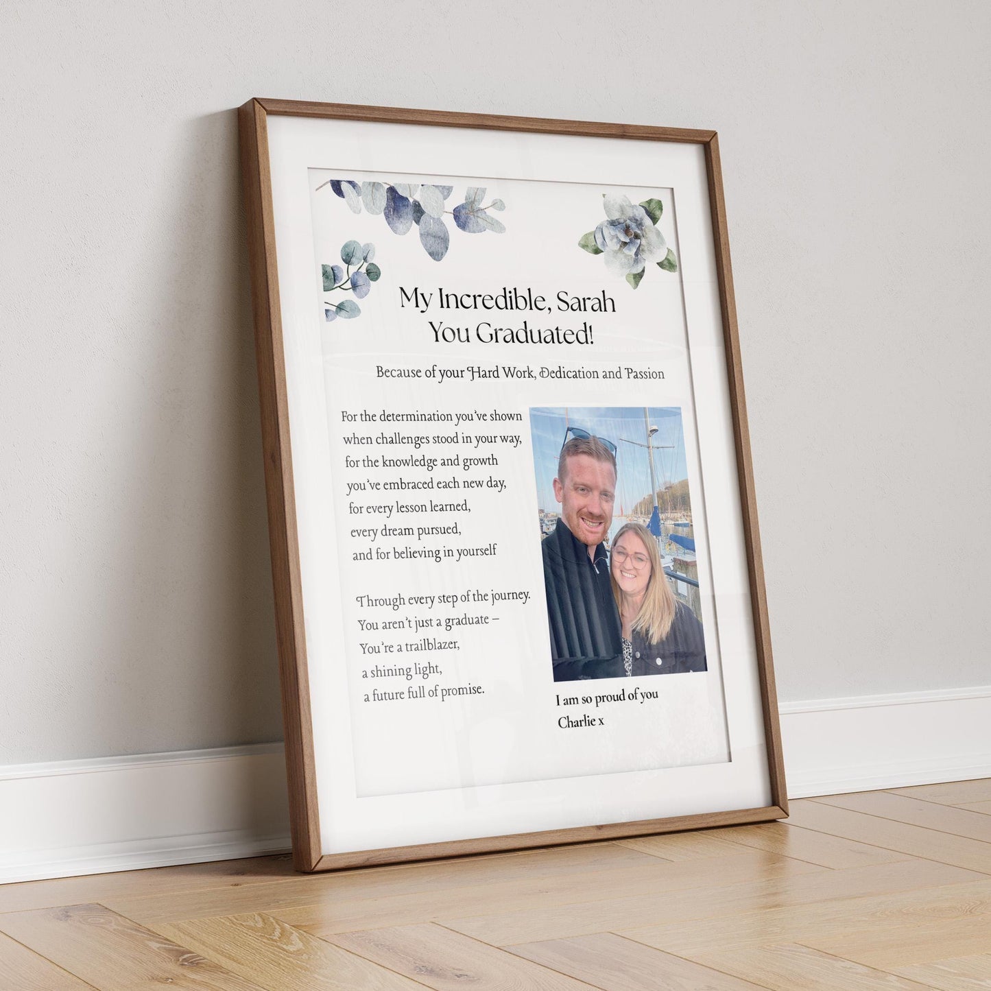 Personalised Graduation Gift Print for Daughter or Sister, Diploma Ceremony Keepsake, Custom Degree Milestone Wall Art