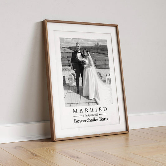 Personalised Wedding Photo Poster: Newlyweds Keepsake Gift