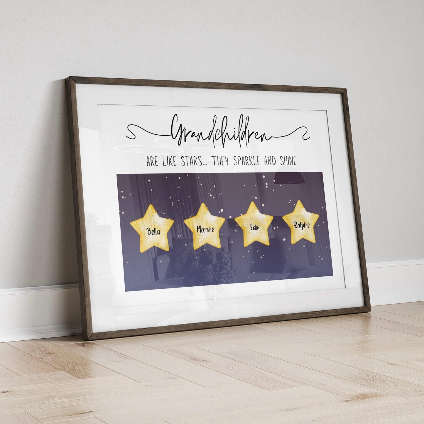 Custom Grandparents Stars Gift Print, Nana and Grandad Keepsake, Personalised Star Nanny Birthday Present, Gift from Grandson Granddaughter