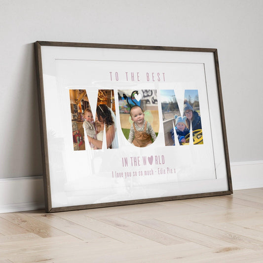 Custom Mum Photo Gift, Mother Photo Collage Wall Art for Mum, Mom Birthday Gift, Framed Mothers Day Decor, Happy Birthday Gift, Mummy Quote