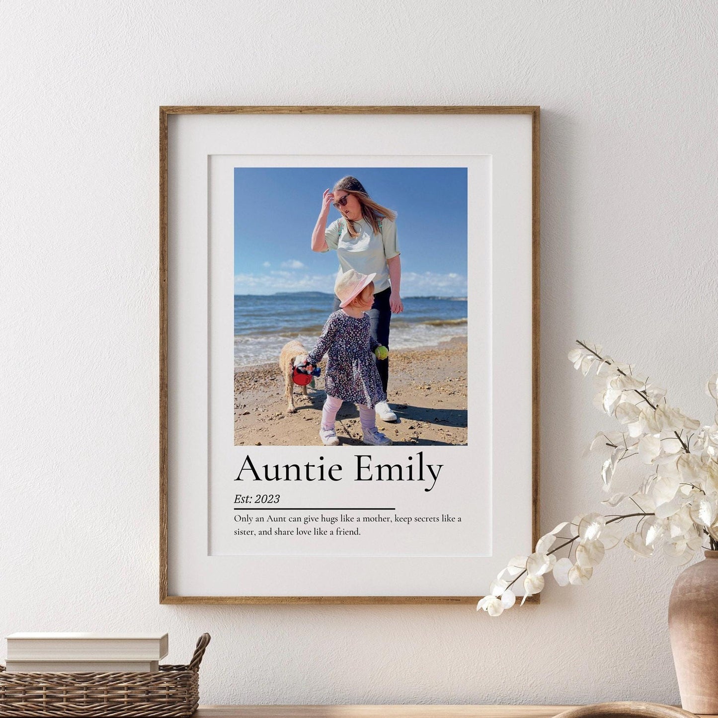 Personalsied Auntie Photo Gift Print, Birthday Christmas Present for Aunty