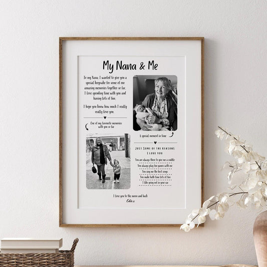 Custom Nana Photo Print: Sentimental Nanny Birthday Gift