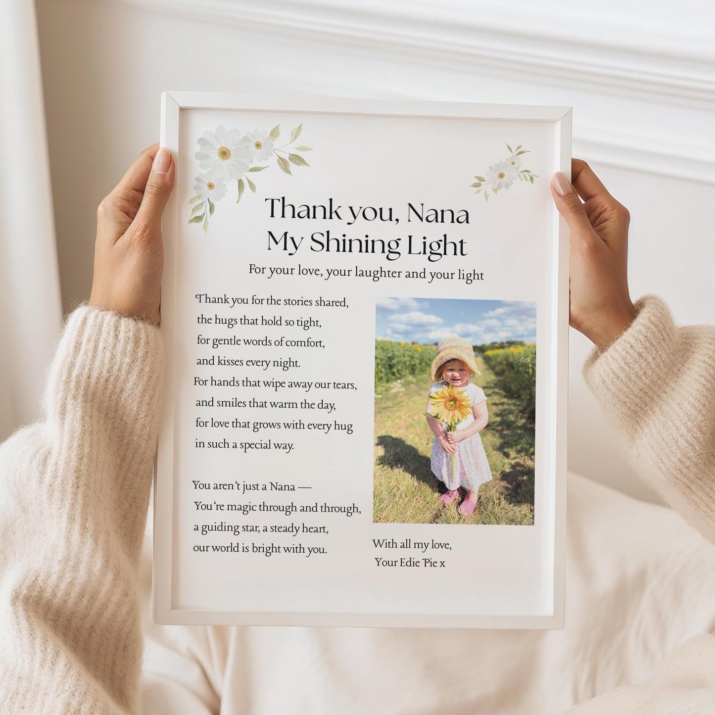 Personalized Nana Poem Print: Custom Floral Photo Gift