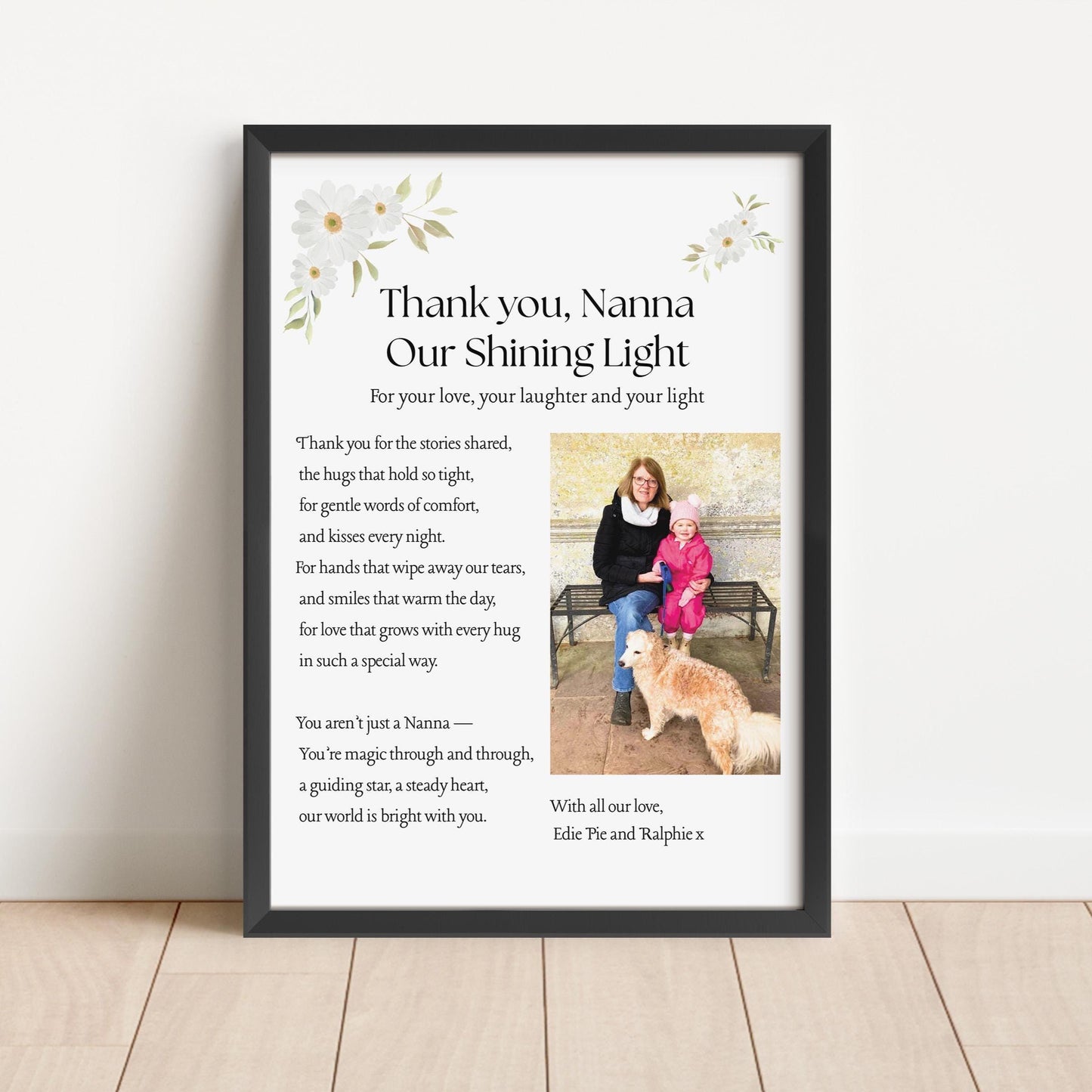 Personalized Nana Poem Print: Custom Floral Photo Gift