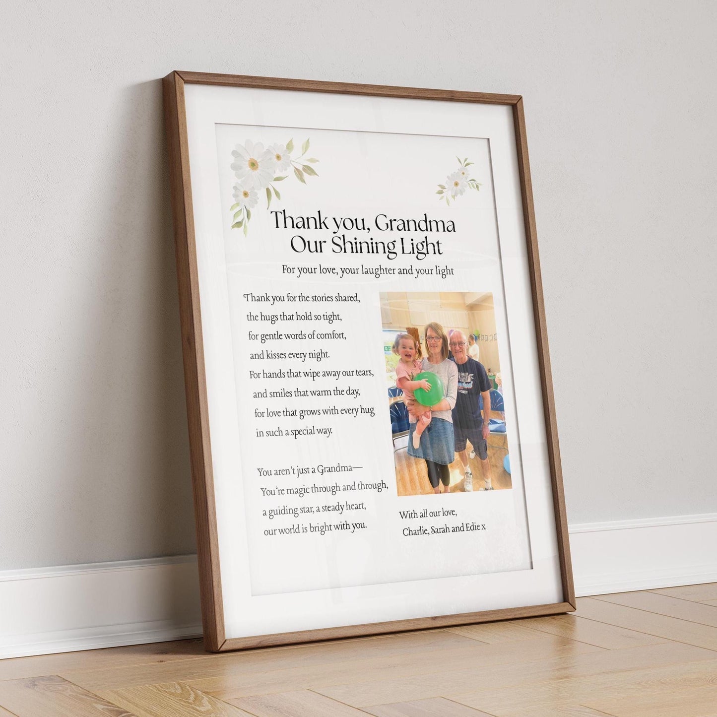 Personalized Nana Poem Print: Custom Floral Photo Gift