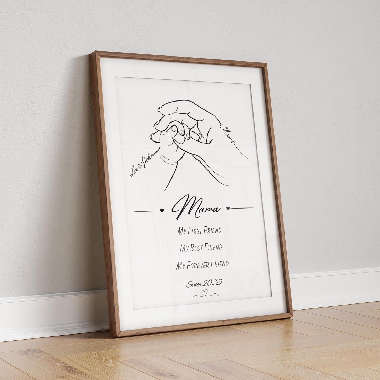 Personalised Mother & Baby Line Art Print, Mum Gift, Nursery Decor