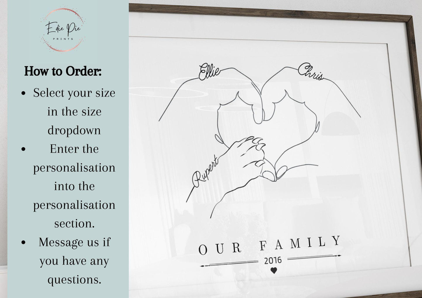 Custom Dog Family Line Art Print, Personalised Pet Portrait Gift