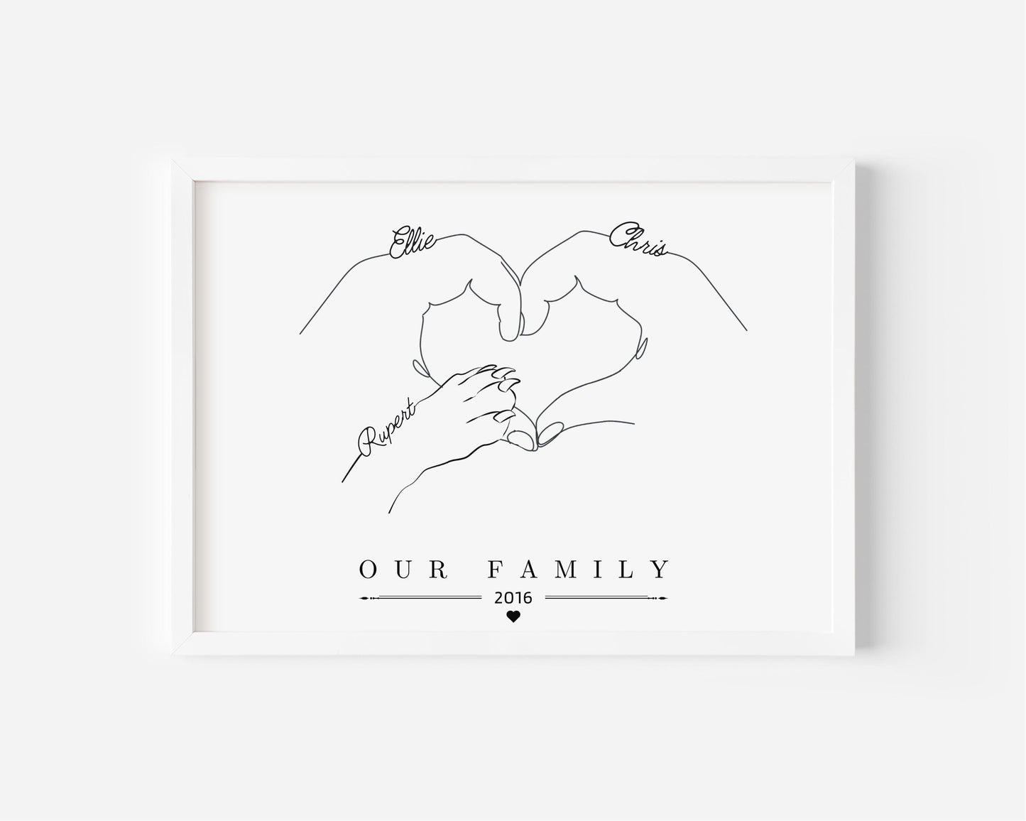 Custom Dog Family Line Art Print, Personalised Pet Portrait Gift