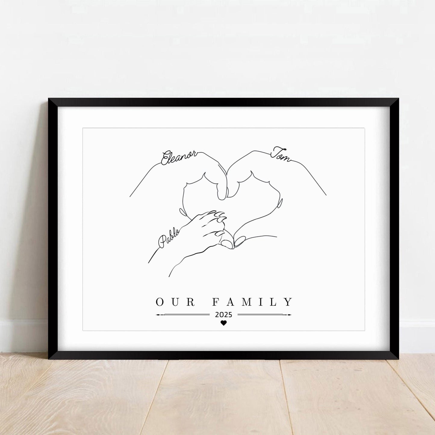 Custom Dog Family Line Art Print, Personalised Pet Portrait Gift