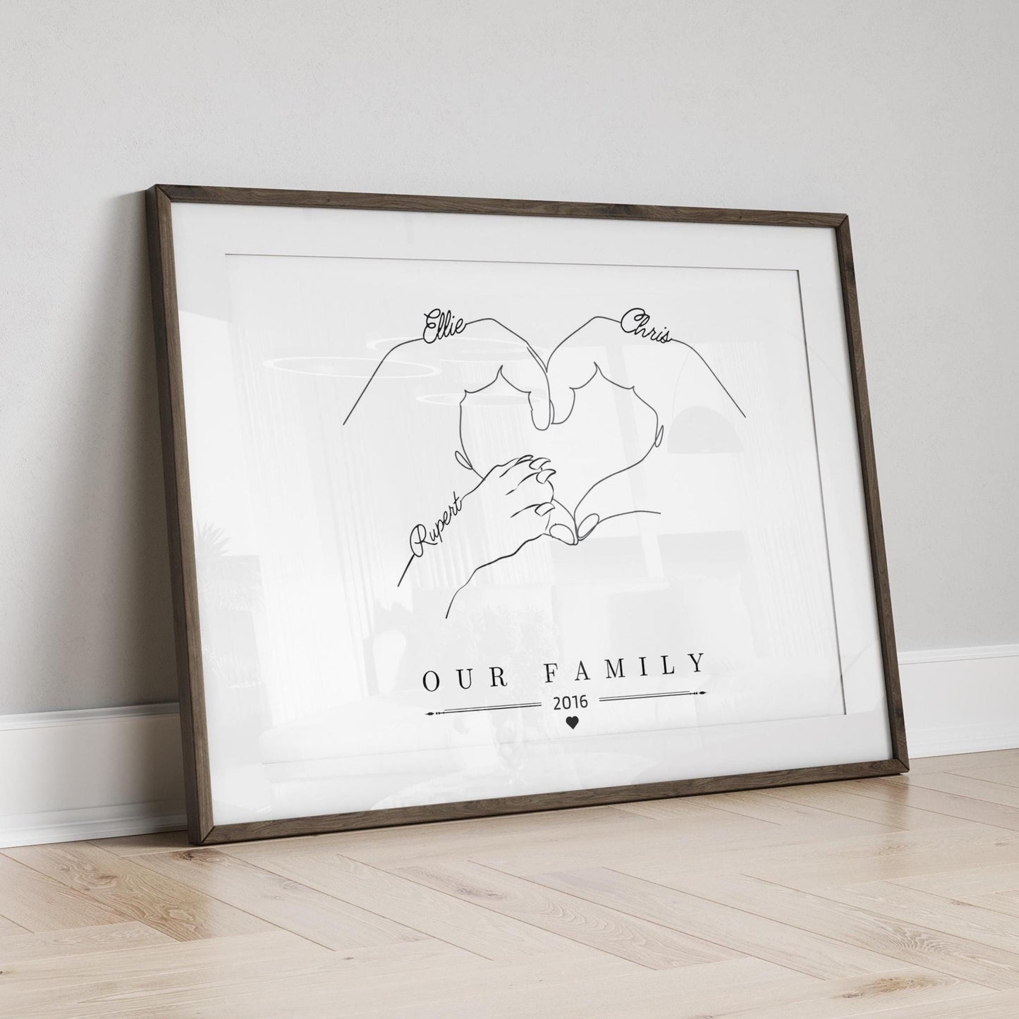 Custom Dog Family Line Art Print, Personalised Pet Portrait Gift
