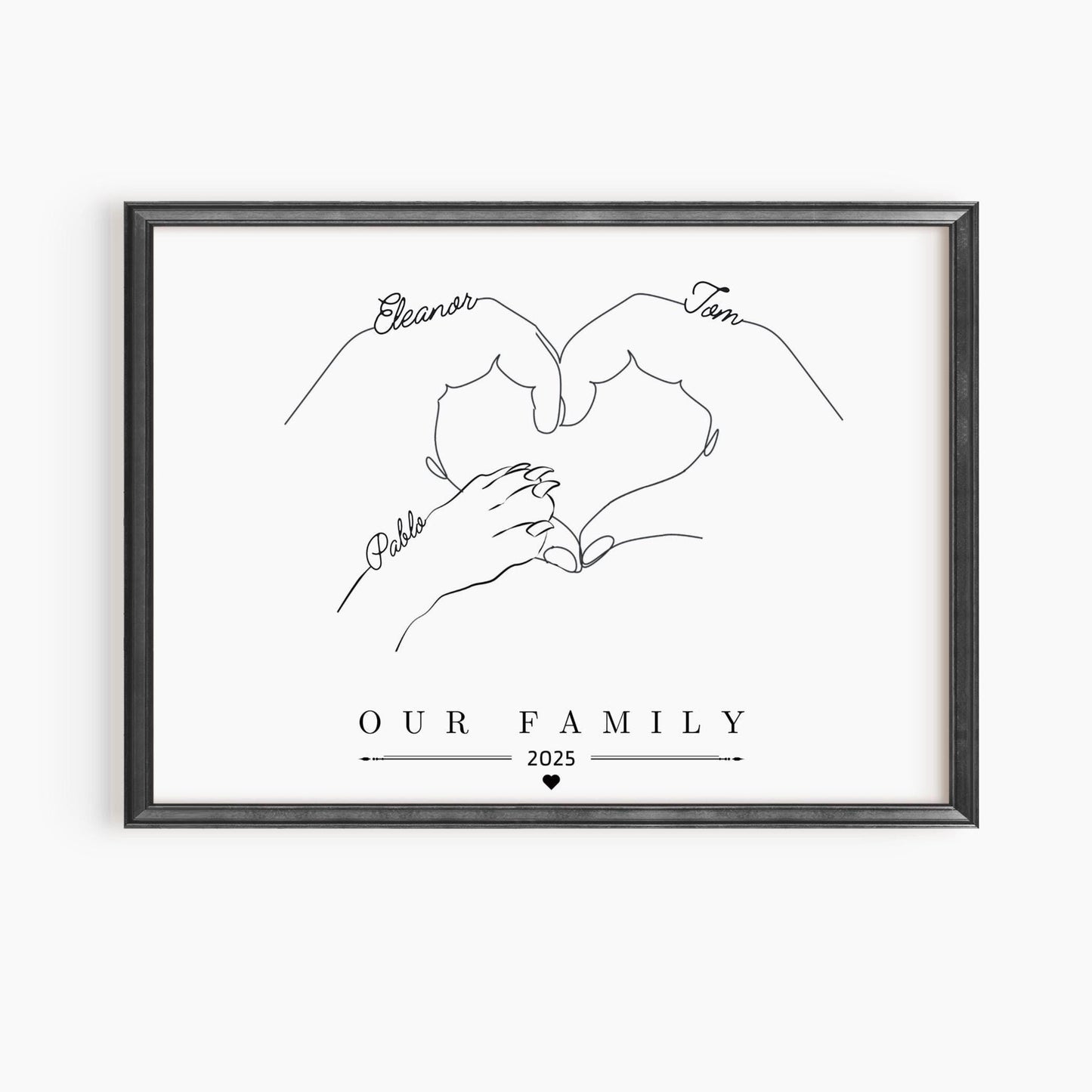 Custom Dog Family Line Art Print, Personalised Pet Portrait Gift
