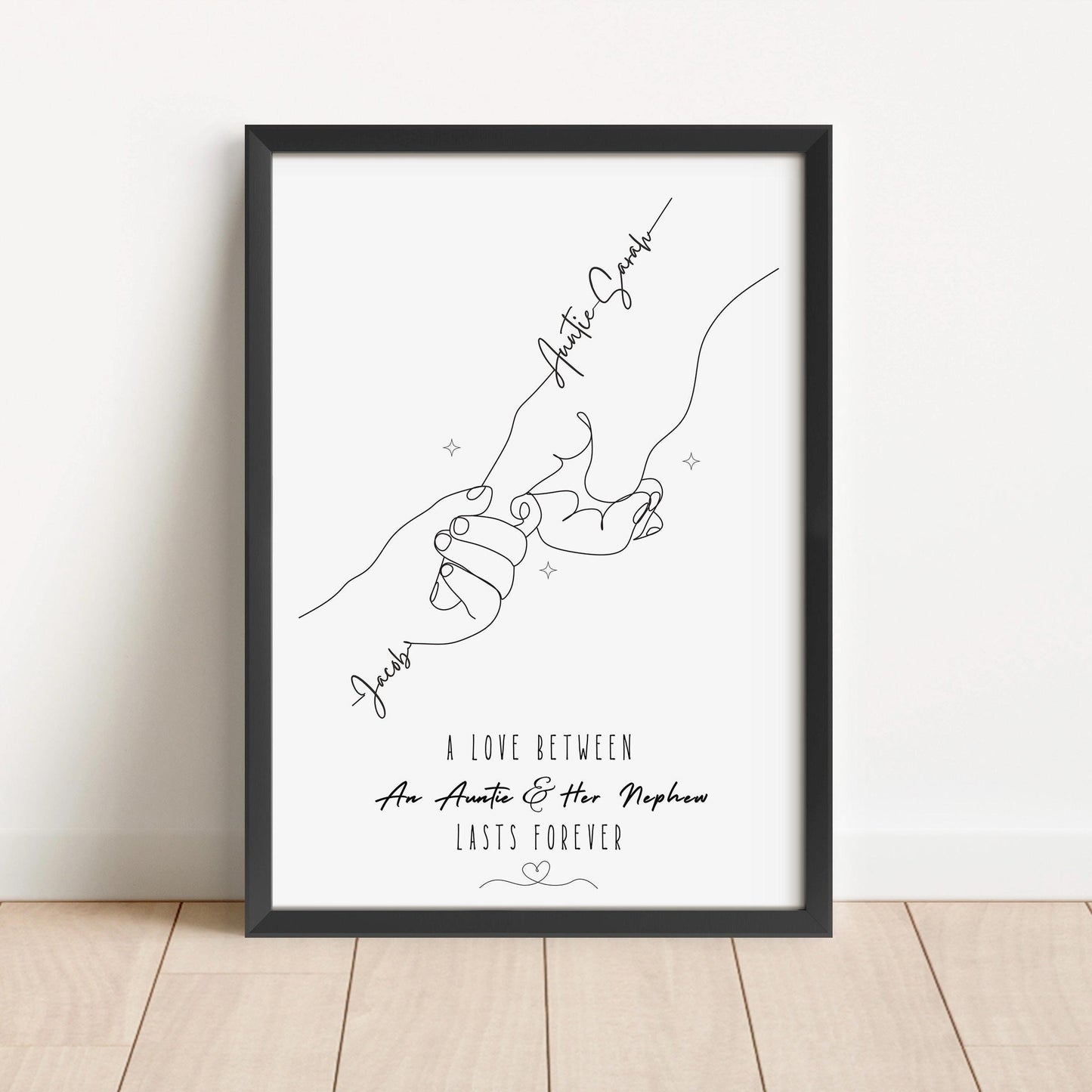 Personalized Aunt & Niece Line Art Print: Custom Hand Illustration