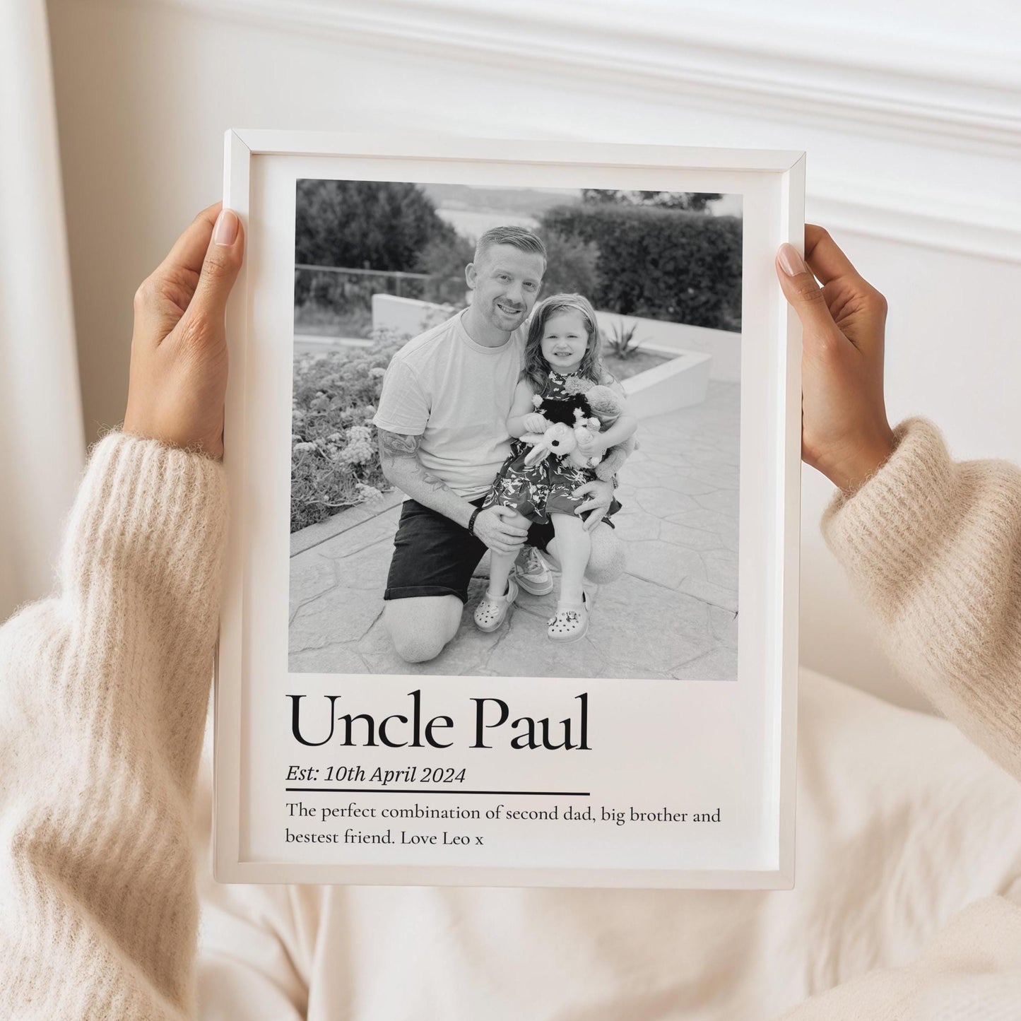 Personalised Uncle Print, Thank You Gift from Nephew Niece, Uncle Birthday Framed Wall Art, Photo Present for Brother, Father's Day Gift Art