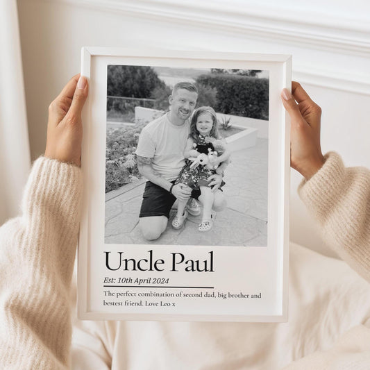 Personalised Uncle Print, Thank You Gift from Nephew Niece, Uncle Birthday Framed Wall Art, Photo Present for Brother, Father's Day Gift Art