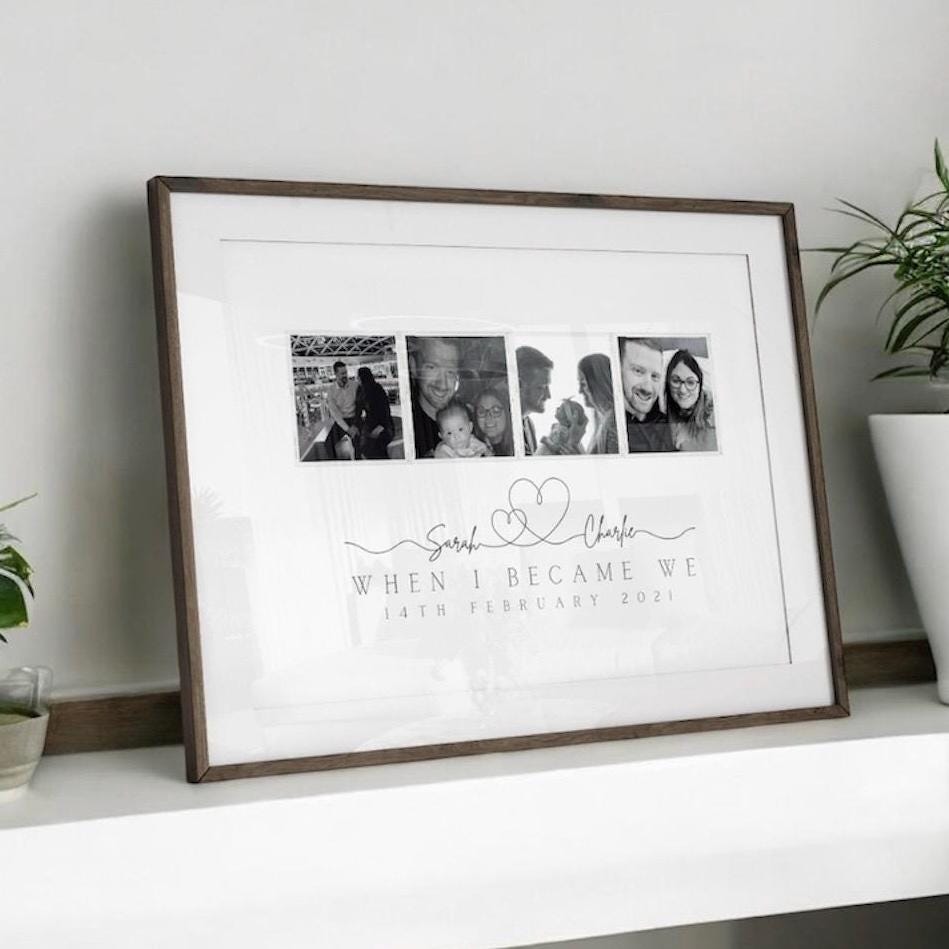 Personalised Couple Photo Collage Print, Custom Wedding Gift, Husband Wife Gift Framed, Paper Anniversary, Valentine's Day Keepsake for Her