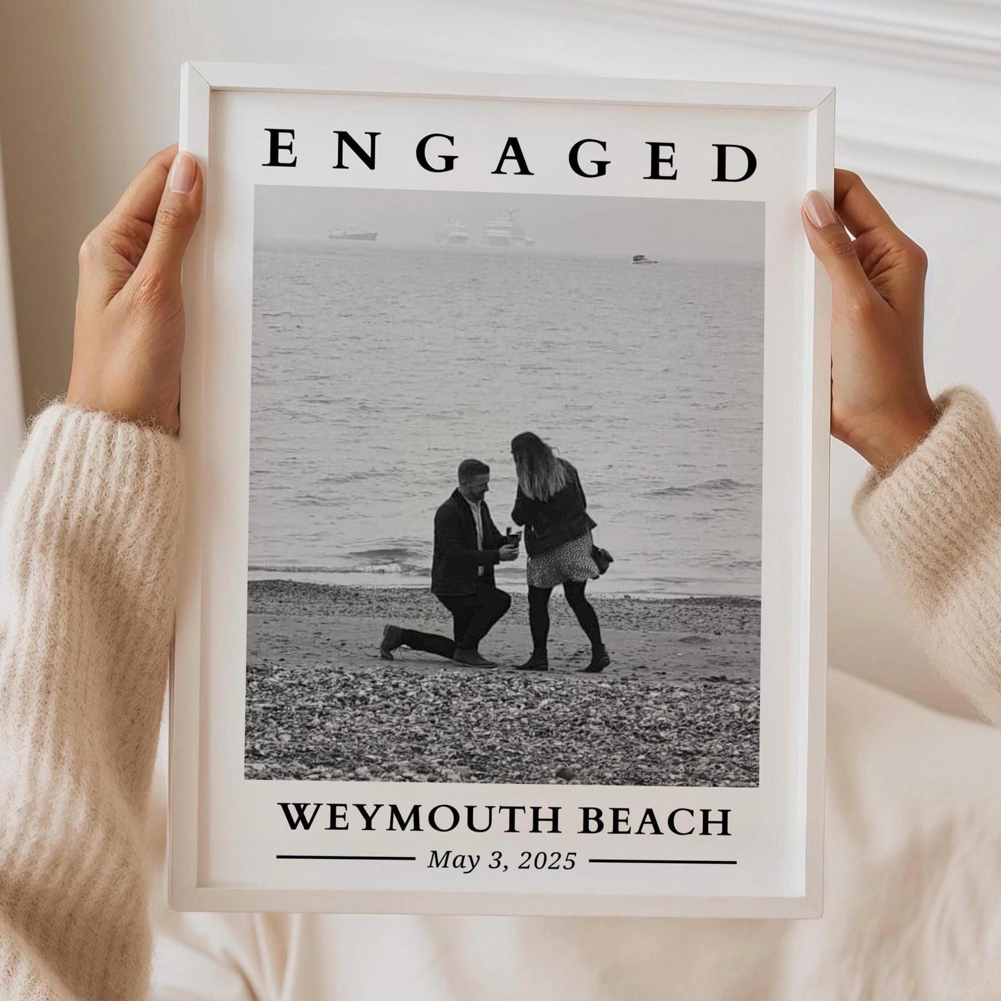 Personalised Engagement Gift, Engaged Photo Gift Couple, Custom Photo Print for Fiance, Husband Wife to Be, Engagement Anniversary Keepsake