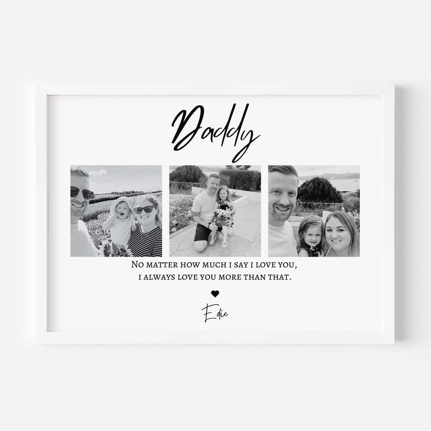 Personalised Daddy Christmas Gift, Custom Framed Dad Print, Birthday Gift for Papa, Family Wall Art, Daddy Daughter Gift, Gift for Him