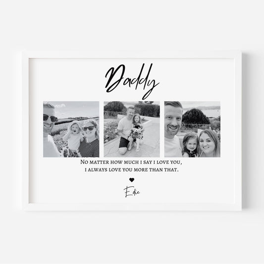 Personalised Daddy Christmas Gift, Custom Framed Dad Print, Birthday Gift for Papa, Family Wall Art, Daddy Daughter Gift, Gift for Him
