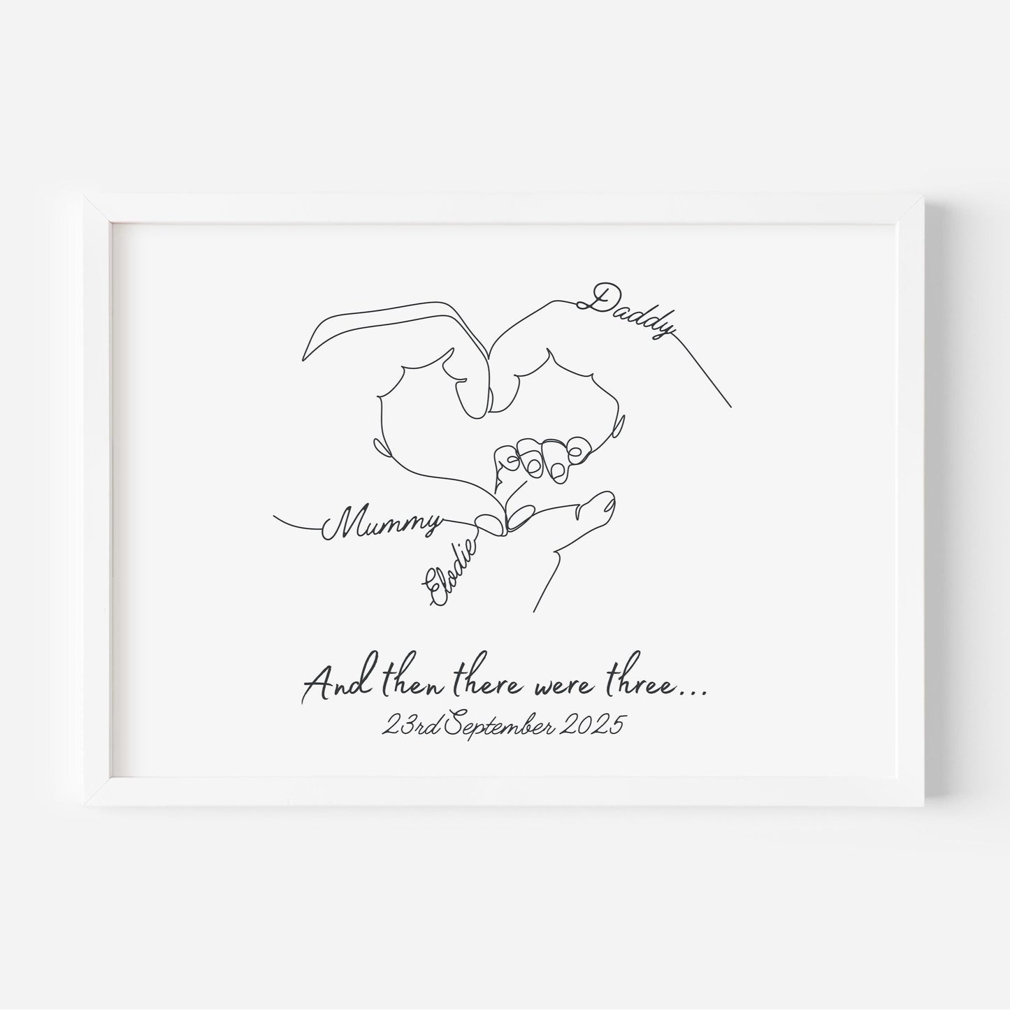 Personalised Family Hands Print, Custom Baby Keepsake, New Parent Gift