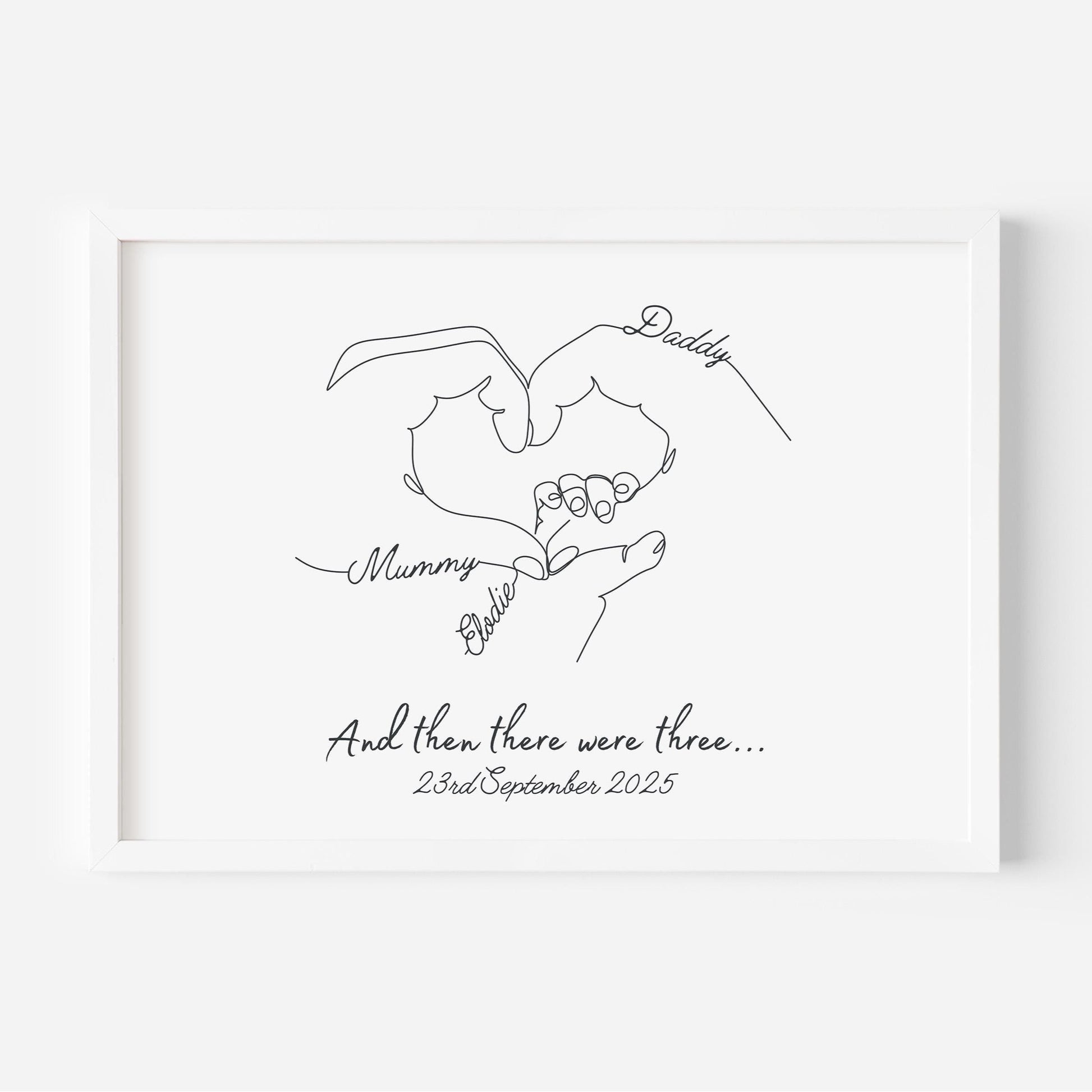 Personalised Family Hands Print, Custom Baby Keepsake, New Parent Gift