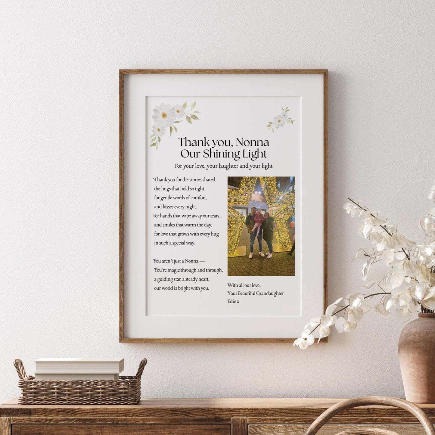 Personalised Nana Poem Print: Custom Floral Photo Thank You or Christmas Gift