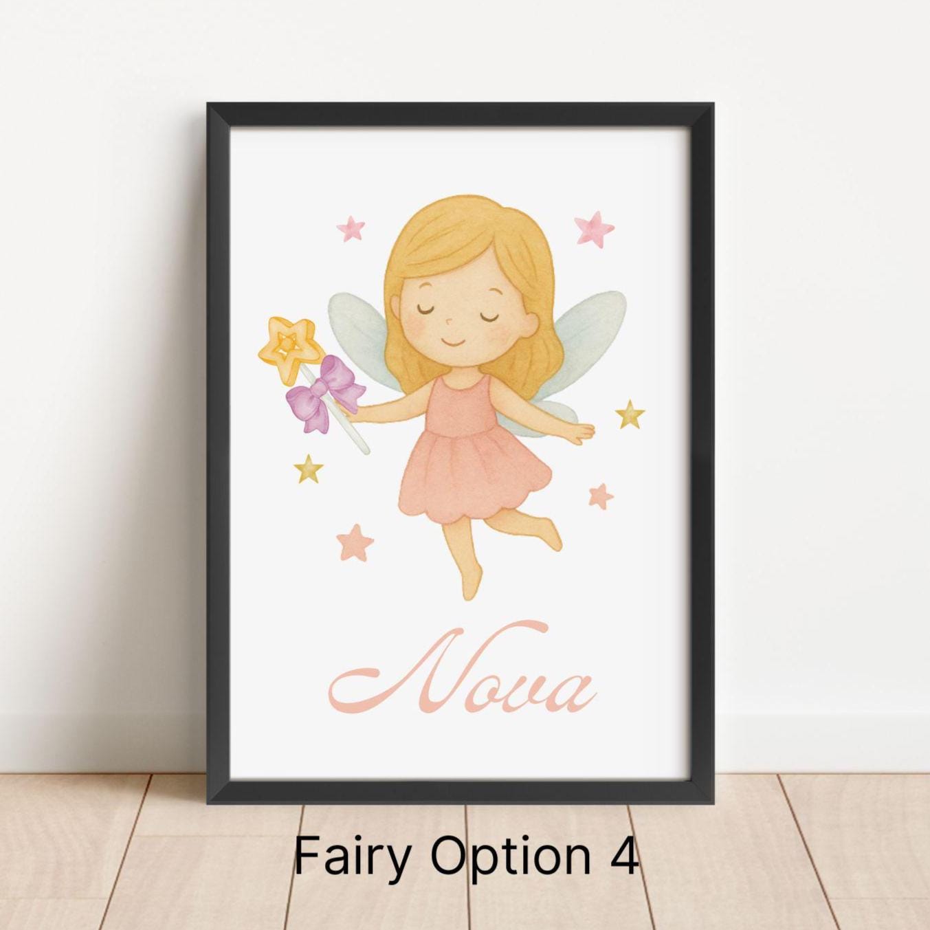 Personalised Unicorn Fairy Print Set: Girls Nursery Watercolor Decor
