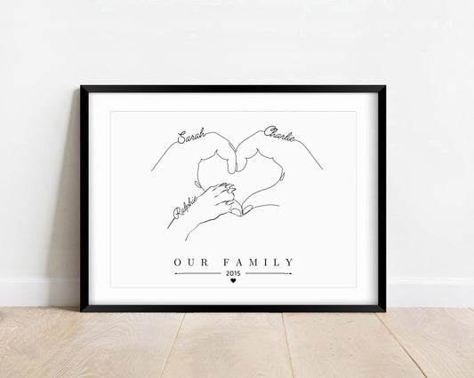 Custom Dog Family Line Art Print, Personalised Pet Portrait Gift