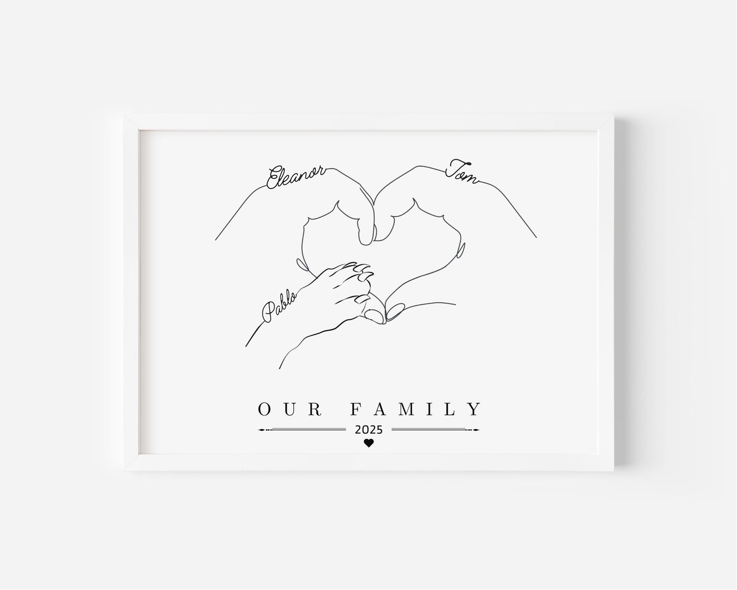 Custom Dog Family Line Art Print, Personalised Pet Portrait Gift