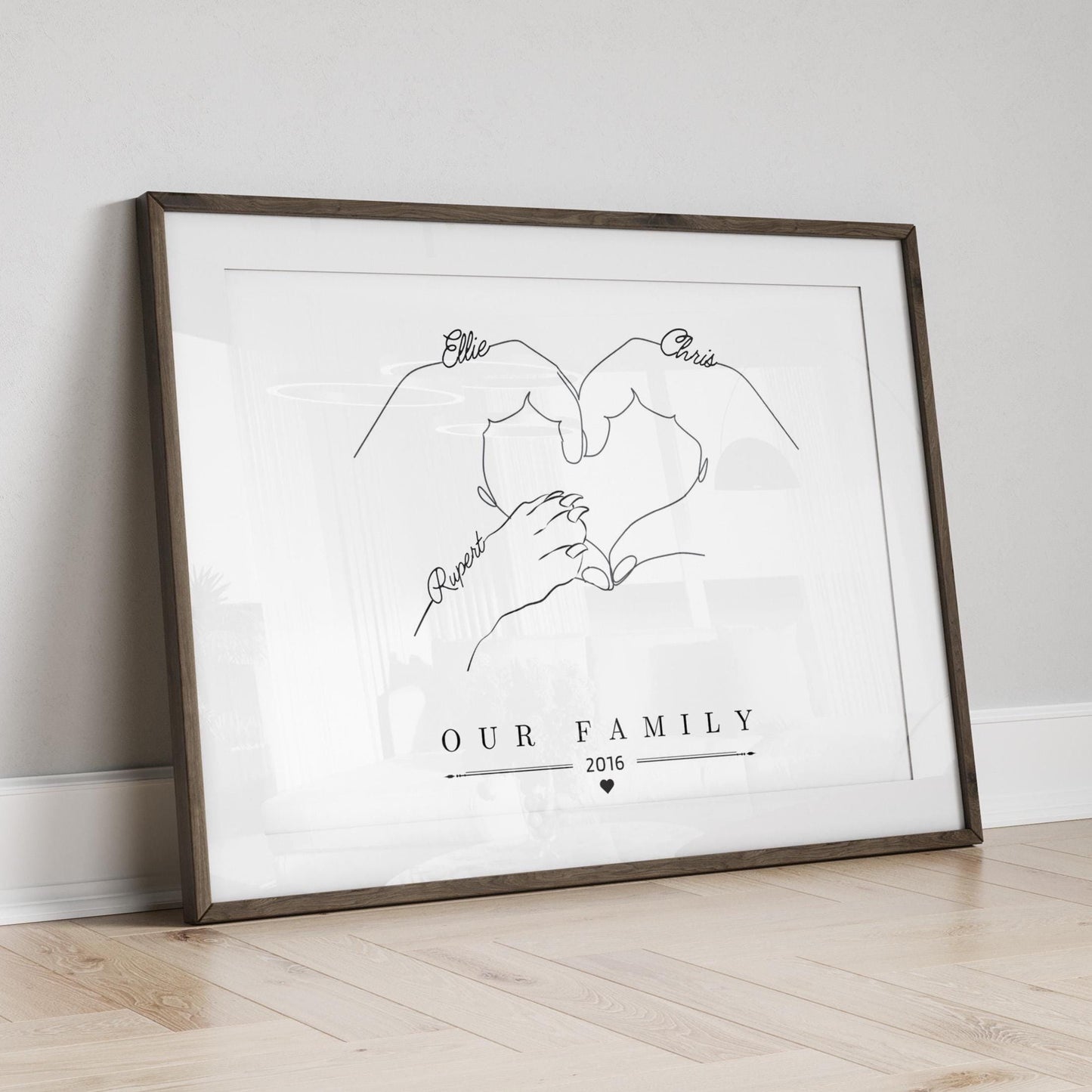 Custom Dog Family Line Art Print, Personalised Pet Portrait Gift