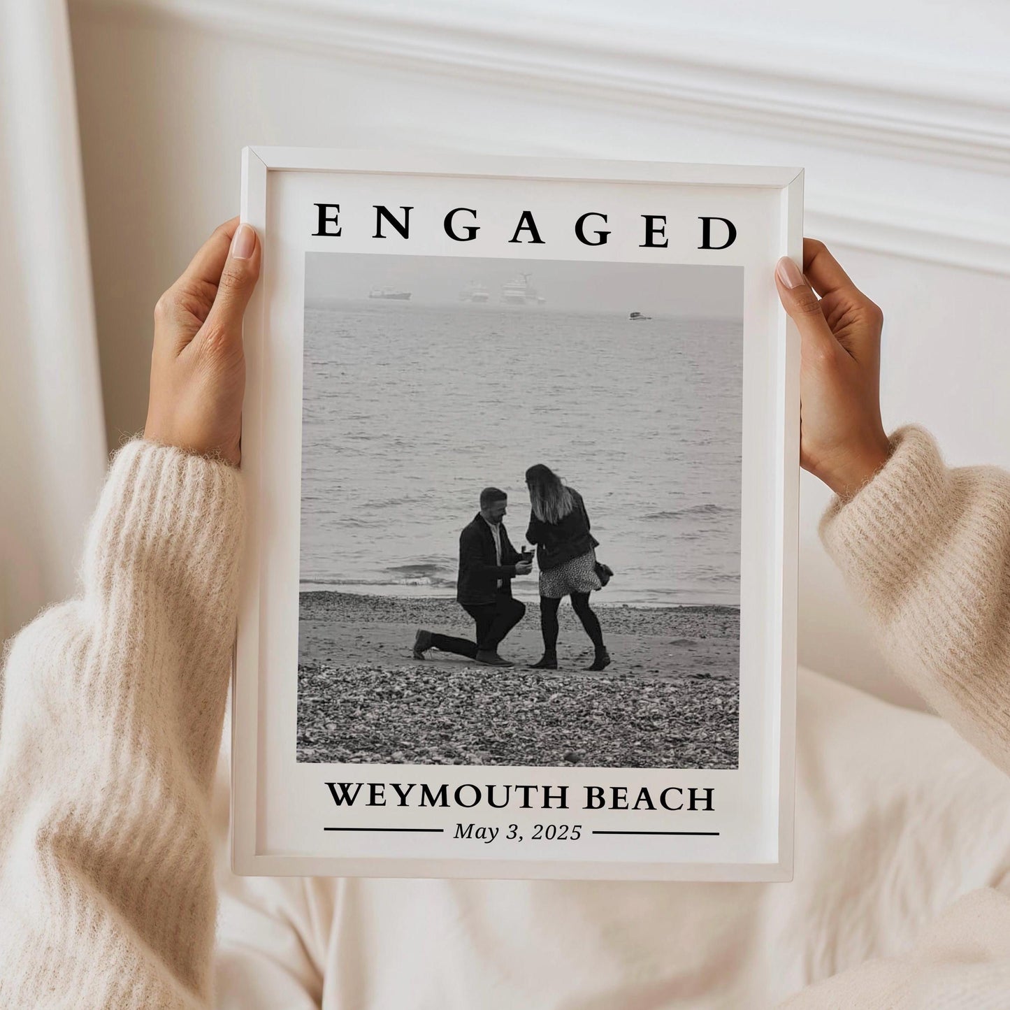 Custom Engagement Photo Print| Personalised Date & Location Gift