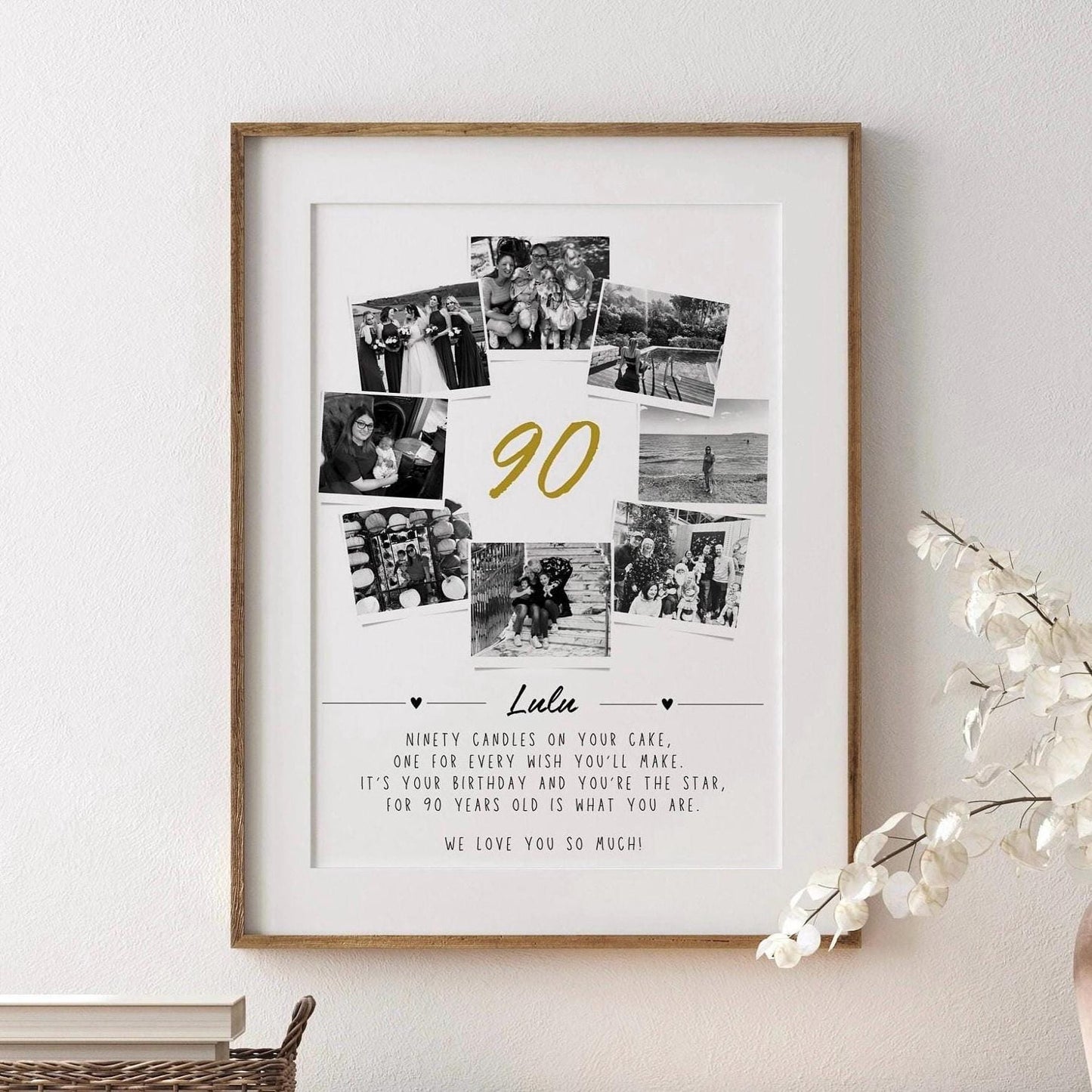 Personalised 90th Birthday Photo Collage Print: Milestone Gift
