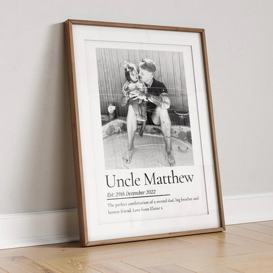 Personalised Uncle Photo Print: Sentimental Birthday Gift Wall Art