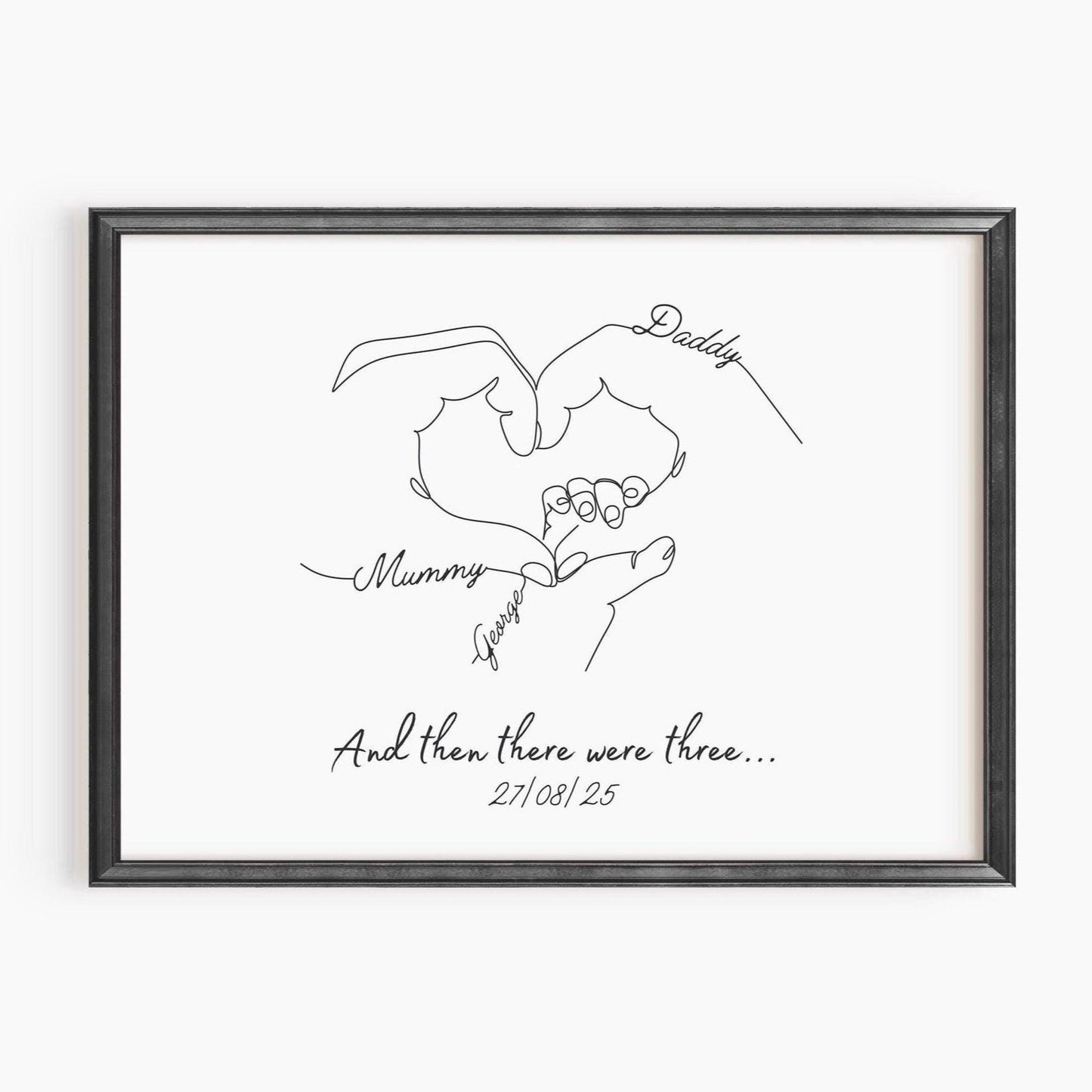 Personalised Family Hands Gift, Friends baby gift, Newborn Hands Print, Mummy Daddy Birthday, Unique Gift for New Parents, Baby Shower Print