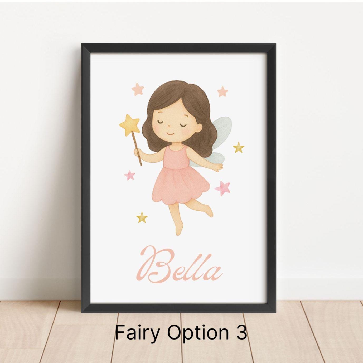 Personalised Unicorn Fairy Print Set: Girls Nursery Watercolor Decor
