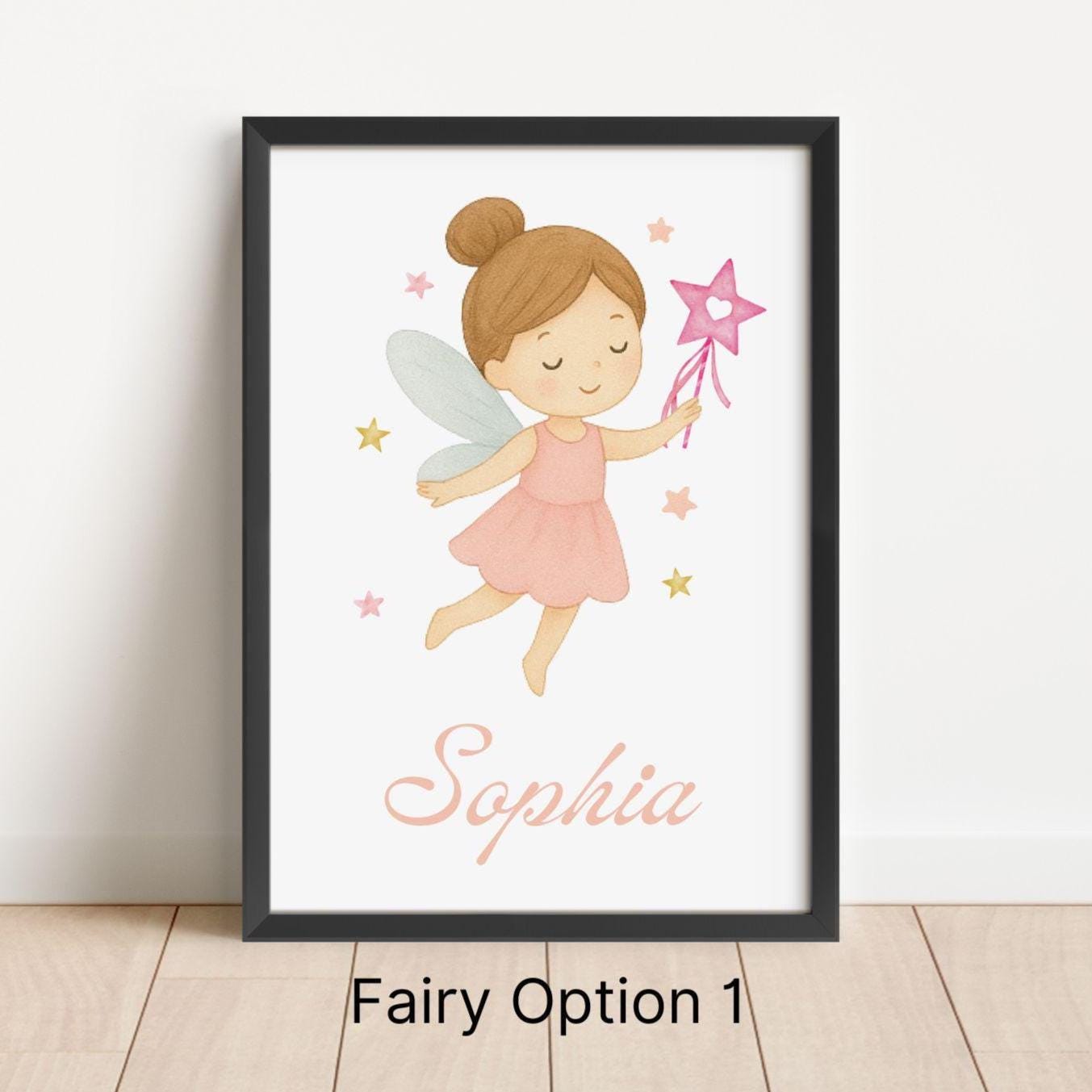 Personalised Unicorn Fairy Print Set: Girls Nursery Watercolor Decor