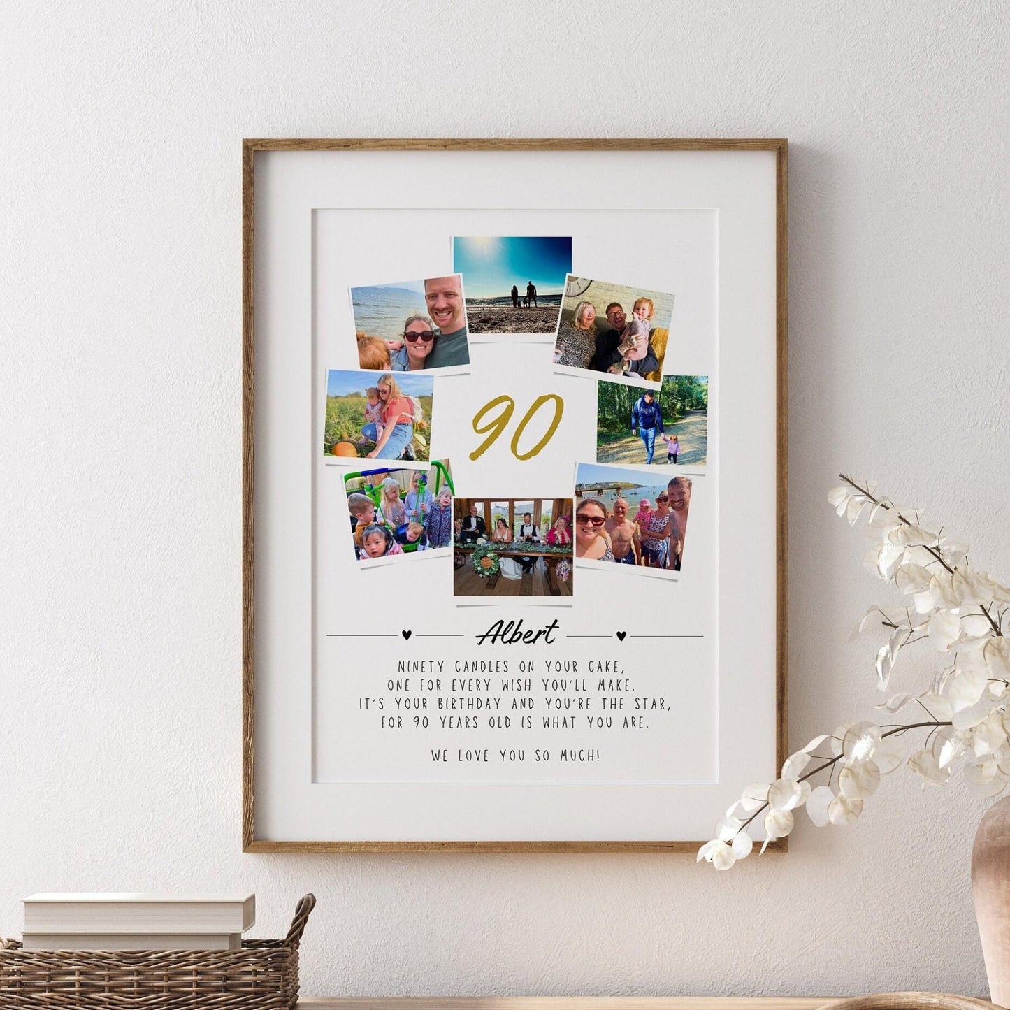 Personalised 90th Birthday Photo Collage Print: Milestone Gift