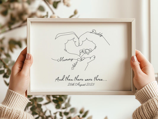 Personalised Family Hands Print, Custom Baby Keepsake, New Parent Gift
