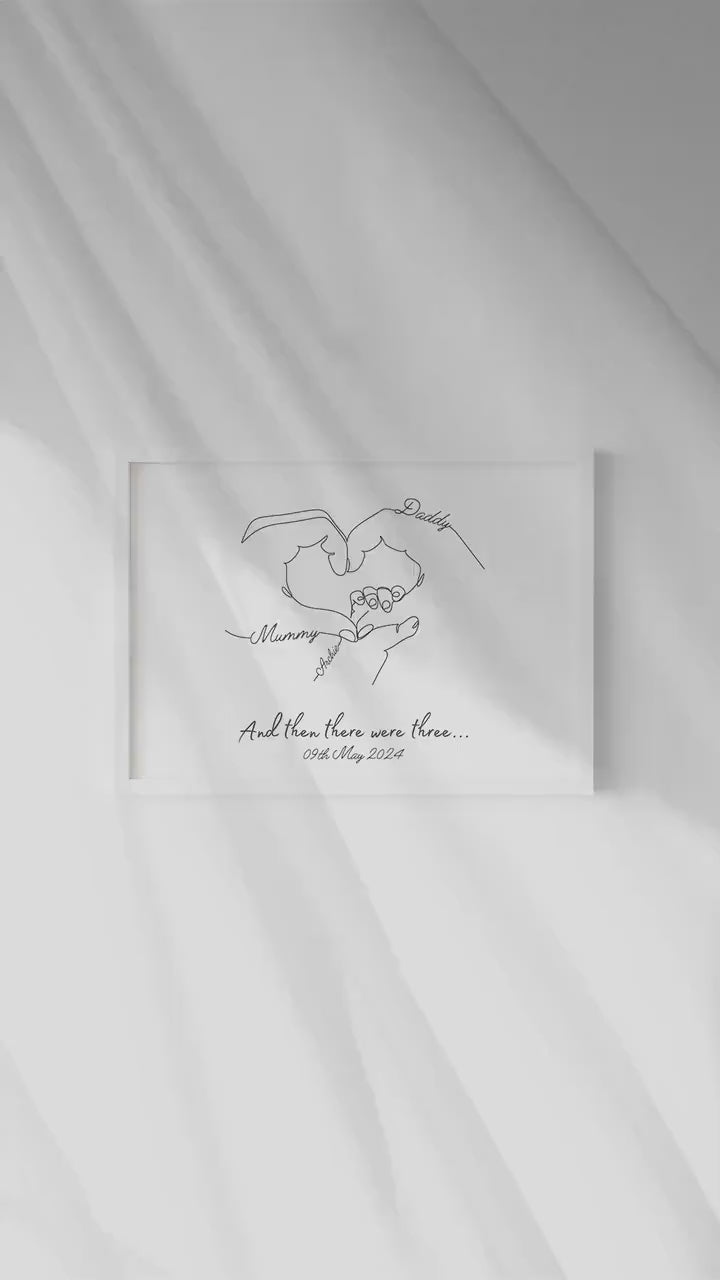 Personalised Family Hands Print, Custom Baby Keepsake, New Parent Gift