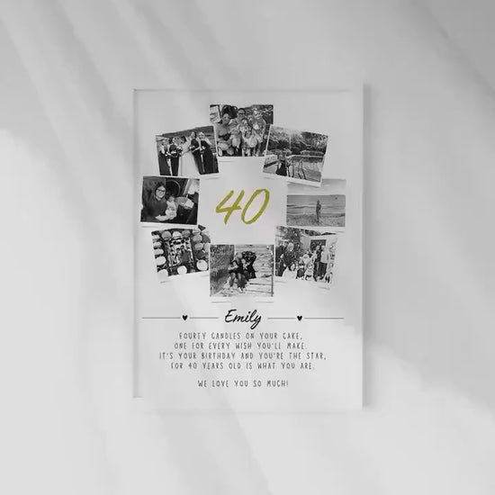 Personalised 40th Birthday Photo Collage Print, Milestone Birthday Gift